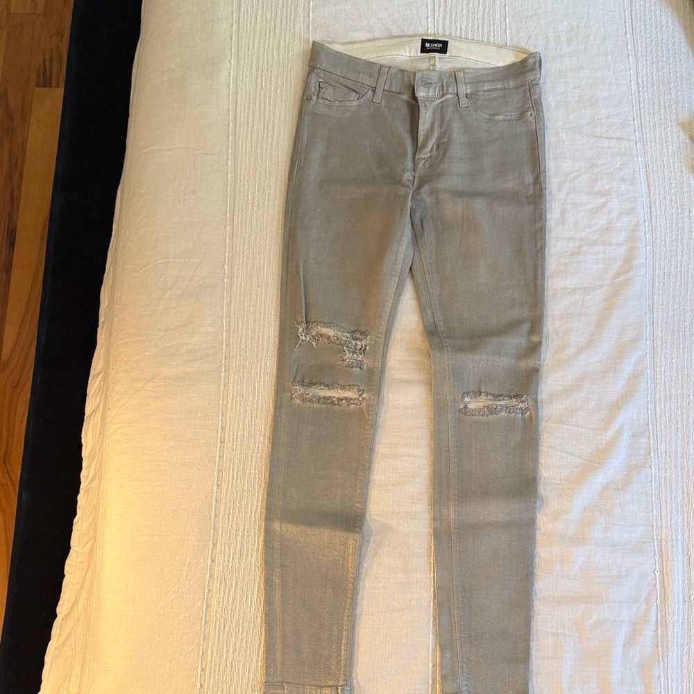 Hudson Jeans Light Silver Distressed Skinny Jeans